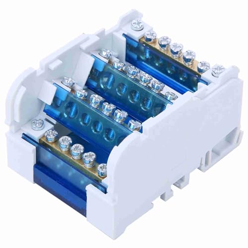 End distributiedoos, DIN rail 4-level single-phase aansluitdoos, voor elektrotechniek, met transparante afdekking, 125A 500V 4