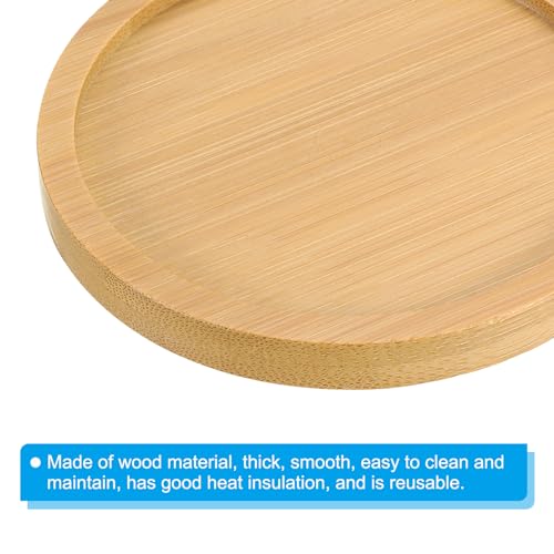 Bamboe Houten Saucer, 2 stuks 7,5cm Ronde Houten Plant Drainer Bonsai Planten Dish Succulent Plant voor Home Balkon 3