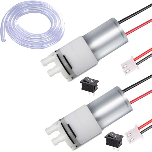 2 Pairs DC 12V 370 Mini Waterpomp, Elektrische Membrane, Zelfbebost, voor theemachine, waterkoeling, Vistank (met pre-Wired Terminals)