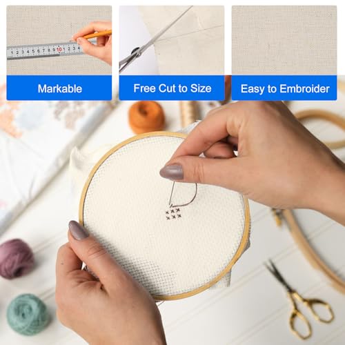 Verpakking van 4 borduurwerk stof, 50 x 50 cm, kruissteek stof, kan worden gesneden op maat, geen pilling, zachte en comfortabele Aida stof voor naaien, borduurwerk, tafelkleden, kussenhoezen en andere DIY ambachten 3