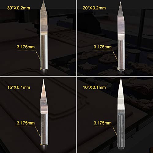 10Stuks Carbide PCB Graveren Bits CNC Router Graveren Bits Tool Set 0.1mm 15° 4