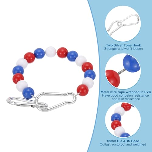 Flagpole Retainer Ring, 15 kralen Mount Ring Accessoires Houd Vlag dicht bij paal met roestvrij staal Kabel voor binnen Outdoor Flagpole, rood / wit / blauw 3