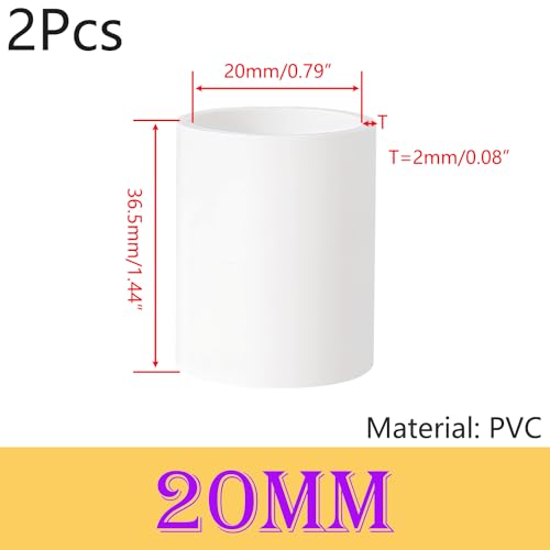 2st connectoren PVC verbindingshuls, recht, buis schroefaansluiting voor PVC buisaansluiting, 20mm x 36.5mm (φ*L)