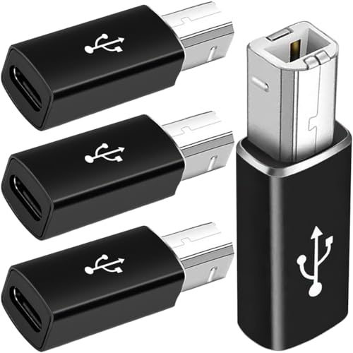 4 stuks USB Type C naar USB B adapter USB C vrouwelijk naar printer mannelijke converter connector ondersteunt datasynchronisatie, voor MIDI, printers, elektrische piano's en synthesizers