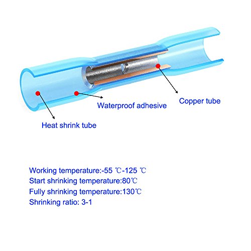 Heat Shrink Tubing Connectors, Crimp Butt Splice Terminal Kit, Heat Shrink Connector Terminals, Waterproof Wire Connectors, Heat Shrink Connector, 40 Piece Solderless Terminal voor 16-14 AWG 3