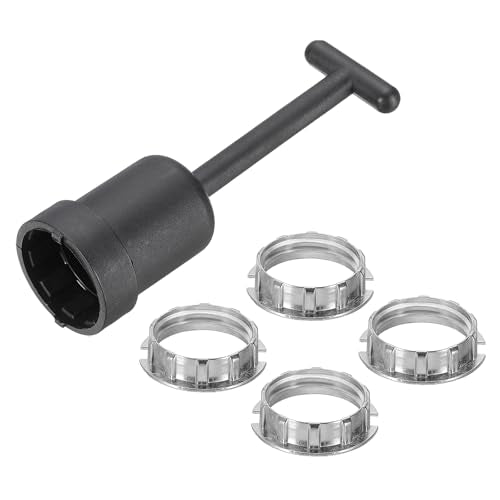 Kit G9 Lamphouder ringen, Lamphouder Adapter 4 ringen Zinklegering Vervangingsdeel met Collar Removal Tool Abat-Jour, 95 mm, Zilver