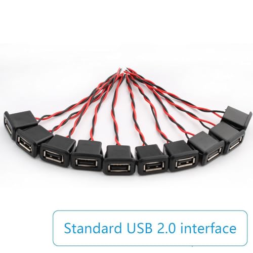 Verpakking van 10 USB-A socket 2-draads flush-mounted type A socket, USB-A socket voor paneelmontage 3A snellader type A socket met klik groef gesp 3