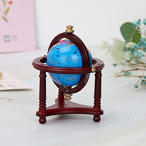 1:12 Dollhouse Swivel Globe, Mini Globe voor poppenhuis decoratie (Mahonie)