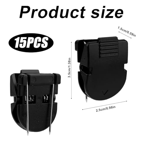 15Pc cabine klemmen, Plastic cabine klemmen Stof wanden haken voor stof panelen voor het ophangen van foto's Notes Memo's en documenten (zwart)