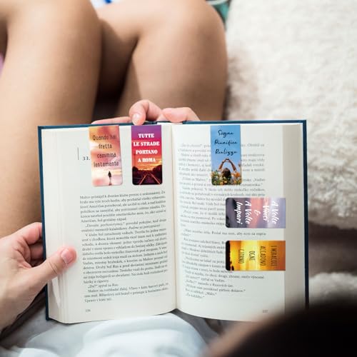 24 stuks magnetische bladwijzers met motivationele zinnen, Italiaanse bladwijzers, speciale gave, feest, kinderen, vriendin, collega, leraar voor Kerstmis, verjaardag, afstuderen, zijaanwijzers 5