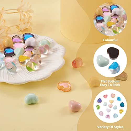 60 st. Resin Heart Cabochons 15 Style Opaque Transparante Glitter Hart Cabochon Versieringen voor DIY Scrapbooking telefoon geval sieraden 3