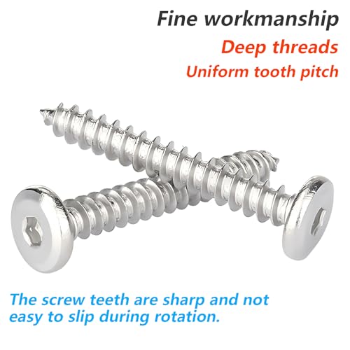 20 st. 304 Roestvrij staal Zelftappende Schroeven, M6 x 50mm Platkopschroeven, Houtschroeven, Hex Socket Schroeven voor de bouw en reparatie 3