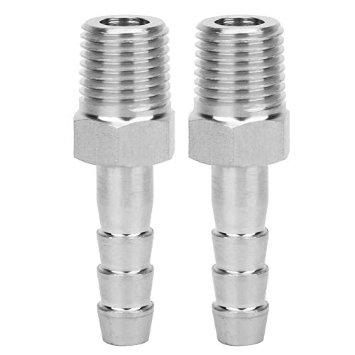 Barb Joint, 2PCS 1/4in Roestvrij stalen Barb Joint Quick Coupling Connector Pijp passen BSPT Man Thread, Quick Connect On Threaded Tube Fittings (BSPT1/4-8mm)