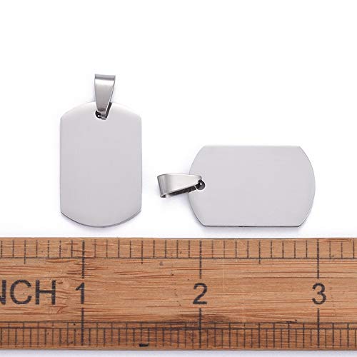5sts 304 Roestvrij stalen rechthoek Lege stempels Tag hangers Etching Graving Tags Charm met Pinch Bail 28x18x1.8mm voor sieraden het maken van huisdier hond naam ID Tags 4