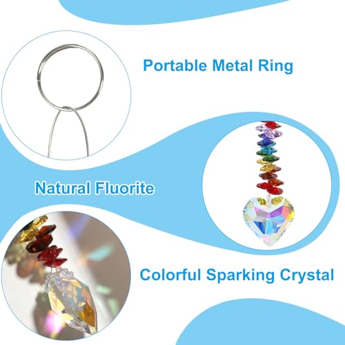 Hangen Crystal Sun Catcher Prism met hart bal kralen voor binnen / buiten venster Home Car Garden verjaardag feest decor Vrouwen, 7-kleuren 3