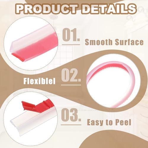 79 Inch Opvouwbare Douchedrempel Water Damp bescherming, Douchestop Barrier Zelfklevende Basin Splash Guard voor Frameless Douchedeur bodem, Helder (1.7cm B x 0.5in) 3