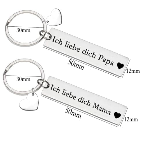 Ich Liebe Di Keychain, Beste moeder, Vaderdaggeschenk voor Moederdag, Zilver, M, zilver