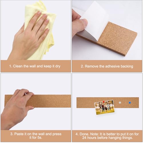 6 stuks Bulletin Board met Stripes Cork Board, Pin Board Strips Cork Board met 50 Lap Pins, Small Cork Board 12"x2," Zelfklevende Cork Boards voor Walls voor Sticky Notes Foto's Memo's Jewelry 5