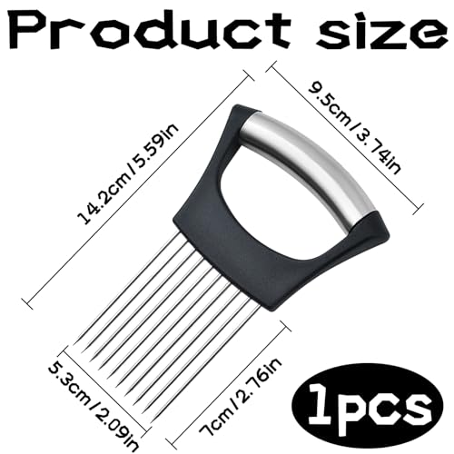 Roestvrij stalen ui houder met tanden Roestvrij stalen uiensnijder, voedselsnijder, nieuwe roestvrij stalen ui schijfhouder, citroenslicer, voor het snijden van citroen, Aardappelen