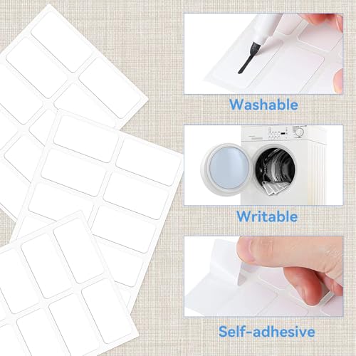 Verpakking van 50 Zelf-Adhesive Textieletiketten, Naamstickers, Kleding, Waslabels, Zelf-Adhesive voor Strijken, 15 x 30 mm, Naamlabels, Zelf-Adhesive Naam Tags, Waterdichte Labels voor Kleding 3
