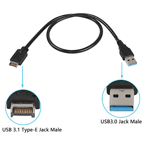 USB 3.1 Front Panel Type E naar USB A 3.0 Conversion Cable,Type E Man naar USB Een Man 5Gbps Gegevenskabel-1.6FT