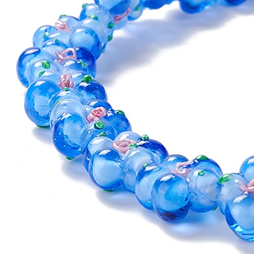 28Scs Bloemen Lampwerk Kralen 5-Piece Kleine Bloemen Lampwerk Glazen kralen voor DIY armband ketting Spacer kralen Handgemaakte sieraden maken (Koninklijk blauw) 3