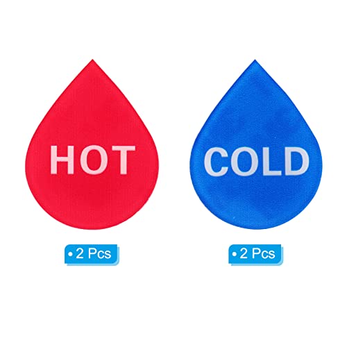 2 Pairs/4 stuks warm koud water lijm Stickers, acryl Drop Shape Stickers, platen voor kranen, bekken, rood blauw 3