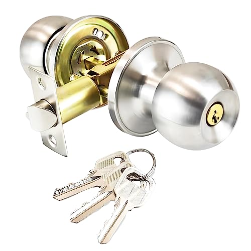 Stainless Steel Entracne Entracne Door Handvat Lock Knobs Lock Set - Sleutel vergrendelen - koperen vergrendelaar - vergrendelen grootte 60/70mm