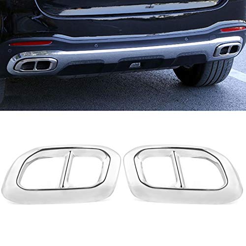 2Scs stalen uitlaatbuis Cover Trims Premium Pipe Uitlaatdelen Cover Rear Bumper Cilinder Decorate Cover voor Mercedes- GLC GLE GLS W167 X253 X167 2020, Zilver - Yuecoom