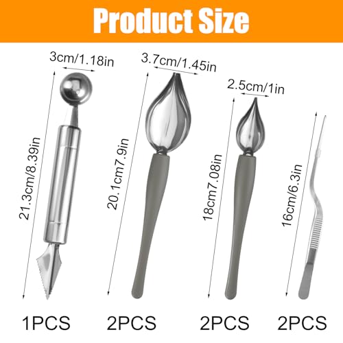 4 stuks roestvrij staal Decoratieve Lepels, 2 stuks Tweezers en fruit snijgereedschappen, Gemakkelijk te reinigen, Roest en corrosiebestendig, Herbruikbaar, Decoratie Lepel set, Gereedschap, DIY