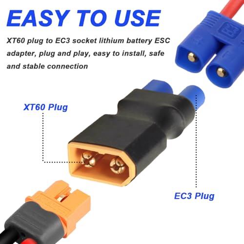 XT60 naar EC3 Adapter, EC3 Plug naar XT60 Bus en EC3 Bus naar XT60 Plug voor RC FPV Drone Car Lipo NiMH Charger ESC (4PCS) 4