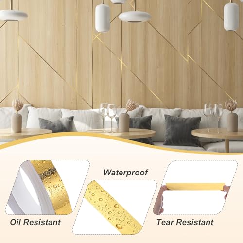 Gemetalliseerde Polyester Film Tape, 15mm x 50m, Metallic Decor Tape, Geborsteld Goud Kleefband, Spiegeltape voor detaillering, Accent Wall, Graphic Art, Boat, Trim Walls 4