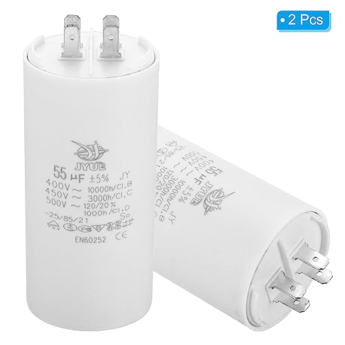 CBB60 55uf condensator functie, 2 stuks, AC 450 V, 4 Pin, 50/60 Hz, Dubbele cilinder insert bodem voor airconditioning, Waterpomp, Star Motor, 105 x 5 0 mm 3