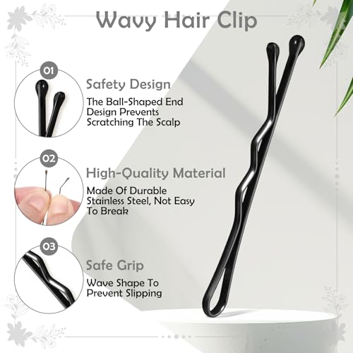 50 st kleine haarklemmen 3,5 cm kleine haarklemmen Kleine haarklemmen Mini Bobby Pins Wavy metalen haarspeld Hair Clips voor vrouwen meisjes kinderen Buns (zwart) 5