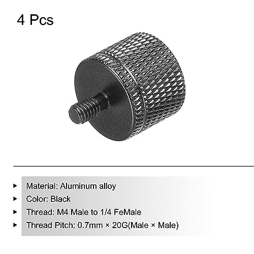 Microfoon Stand Adapter M4 Man naar 1/4 Man Wire Tripod Schroef Adapter Dubbele zijkanten camera schroef voor Microphone Tripod Stand Black 4 Pack 3
