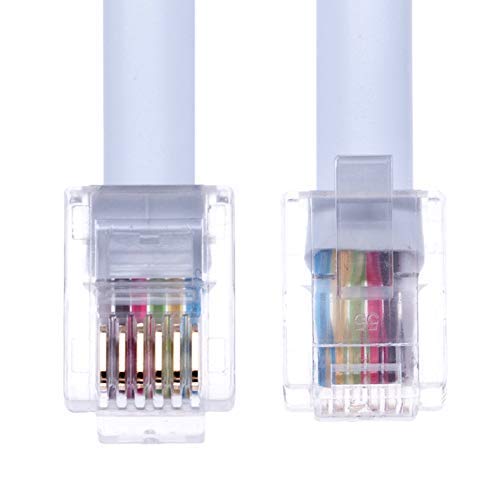 RJ12 naar RJ12 kabel 6P6C platte uitbreiding kabel telefoon telefoon stekker connector mannelijke naar mannelijke router / modem in vaste telefoon stopcontact kabel data draad RJ 12 1m (wit)