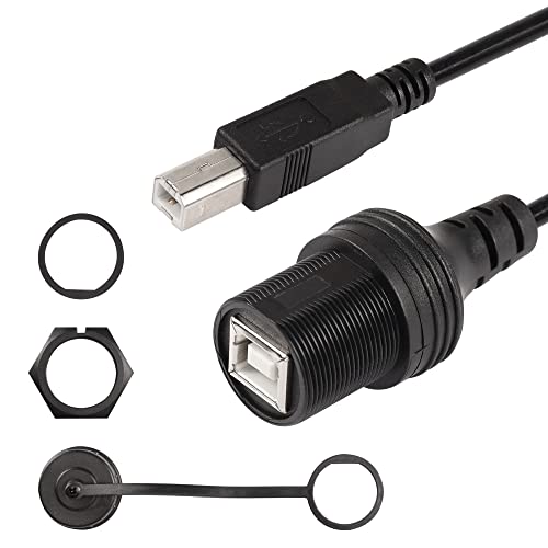 USB 2.0 Type-B Printerkabel, USB 2.0 B Vrouw naar rechterhoek B Mannelijke Printer Korte uitbreiding Kabel met waterdichte kop, voor printer, scanner en meer (lijn)