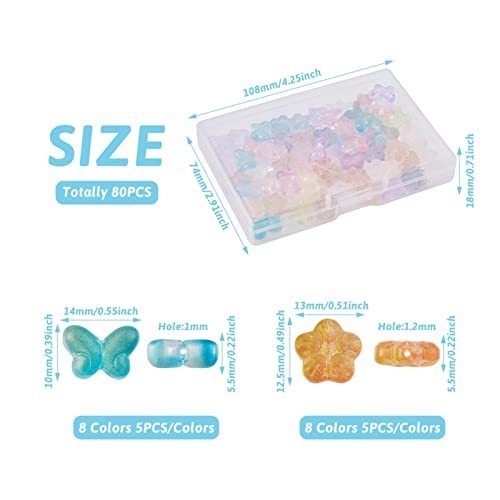 80 st Bloem Vlinder Glazen Kralen - Transparante Crystal Plum Blossom Spacer Kralen voor armband oorbellen DIY zomer ambachten sieraden maken 4