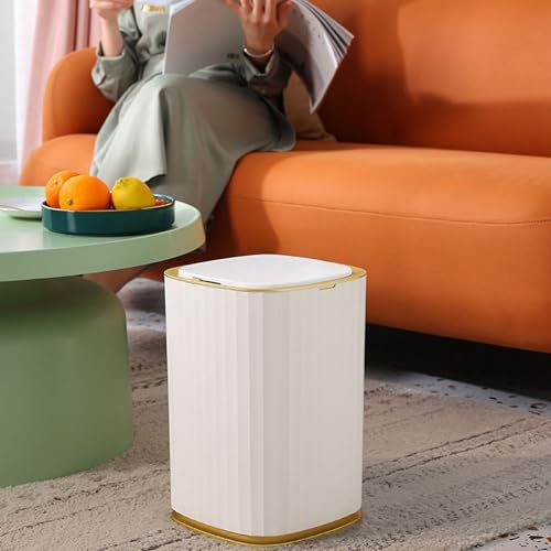 Contactloze prullenbak, 15L Witte automatische prullenbak met bewegingssensor voor slaapkamer