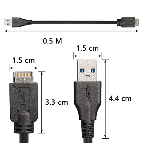 USB 3.1 Front Panel Type E naar USB A 3.0 Conversion Cable,Type E Man naar USB Een Man 5Gbps Gegevenskabel-1.6FT 4
