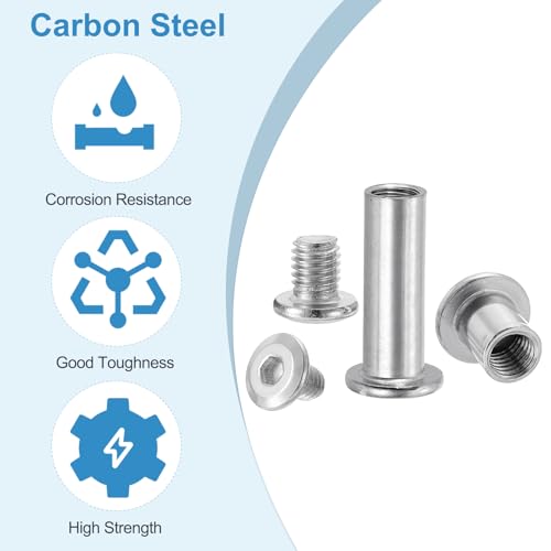 Chicago Hex Head Schroeven 20 Sets M6 x 15mm Hex Head Schroeven met Impact Nut voor meubels Reparatie Albums Lederen Fotoband Zilver 4