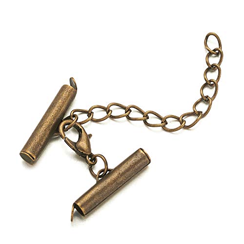 100 st buissluitingen messing antieke brons met legering karabijnsluitingen en roestvrij staal open buigringen ijzeren twist verlengkettingen voor sieraden maken 3