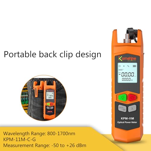 Fiber Optical Power Meter Visual Fault Locator met 7 Wavelengths, Mini Back Clip Design High Precise Fiber Optical Power Tester met LED (KPM-11M-CG)