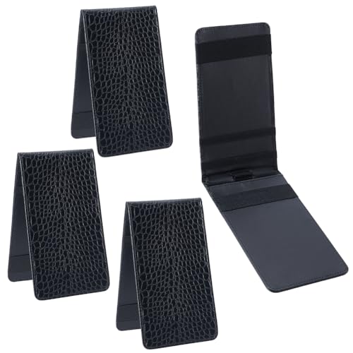 4 stuks Houder voor scorekaarten en golfafstandboek, golfscorekaarthouder van kunstleer met potloodlus 7,48 x 4,25 cm, alligatorhuis-look, zwart