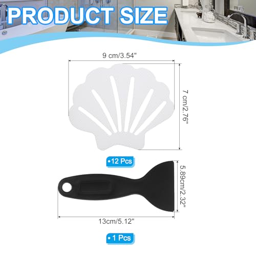 Non Slip Stickers voor Badkuip 90 x 6 cm, 12 stuks Beschermende douche Vloer anti-slip Stickers met lijm Stickers Scraper voor Badkuip, Douche, Vloertrappen, Transparant