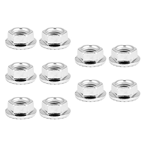 Nut M10X1.25 M10X1.25, Flange Nut, Chrome, 10 stuks, Fijne draad, Hex Nut, Flange Nuts, BH met Pad, standaard 5