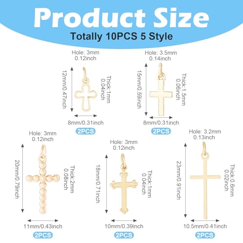 Brass Cross hanger Crucifix Dangle Charms Genuine Gold Plated Ester sieraden Charm voor DIY oorbellen ketting sieraden maken 4