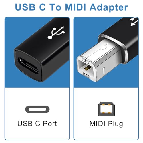 4 stuks USB Type C naar USB B adapter USB C vrouwelijk naar printer mannelijke converter connector ondersteunt datasynchronisatie, voor MIDI, printers, elektrische piano's en synthesizers 3