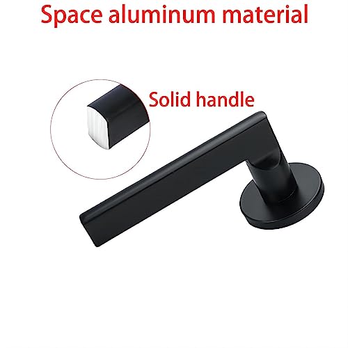 Slaapkamer deurkruk met slot en sleutel, Anti-diefstal Zwarte Matt Splitslot, interne ronde deur handgrepen, interieur deur slot pakket 3