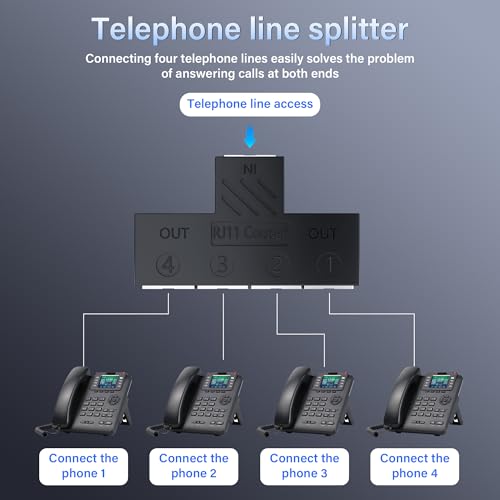 RJ11 koppeling RJ11 vrouw tot 4 vrouw 6P6C Telefoon inline koppeling telefoon uitbreiding adapter voor vaste fax machine (1 tot 4) 3